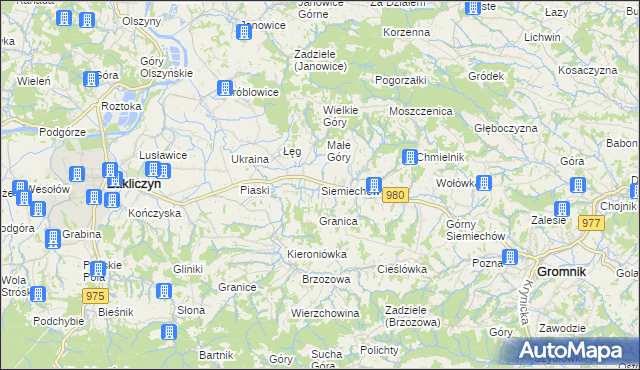 mapa Siemiechów gmina Gromnik, Siemiechów gmina Gromnik na mapie Targeo