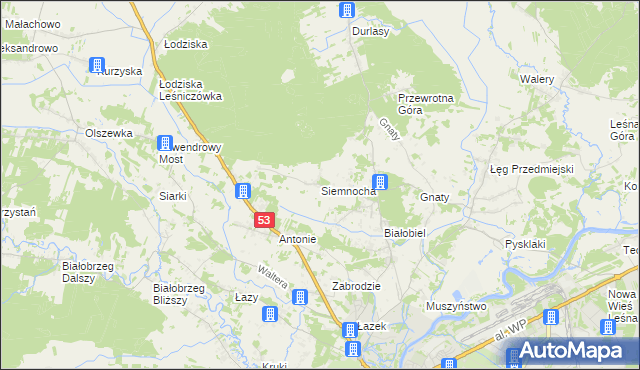 mapa Siemnocha, Siemnocha na mapie Targeo