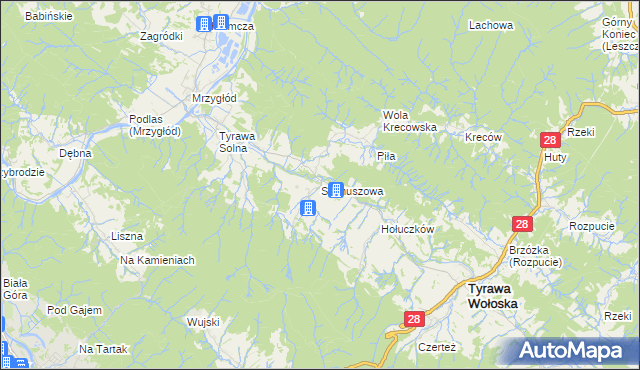 mapa Siemuszowa, Siemuszowa na mapie Targeo