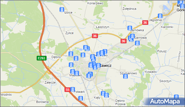 mapa Sierakowo gmina Rawicz, Sierakowo gmina Rawicz na mapie Targeo