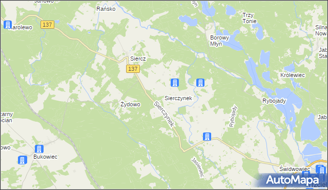 mapa Sierczynek, Sierczynek na mapie Targeo