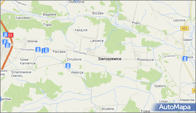mapa Sieroszewice, Sieroszewice na mapie Targeo