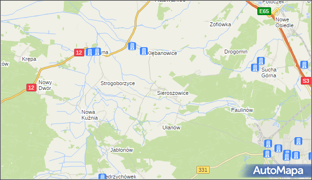 mapa Sieroszowice, Sieroszowice na mapie Targeo