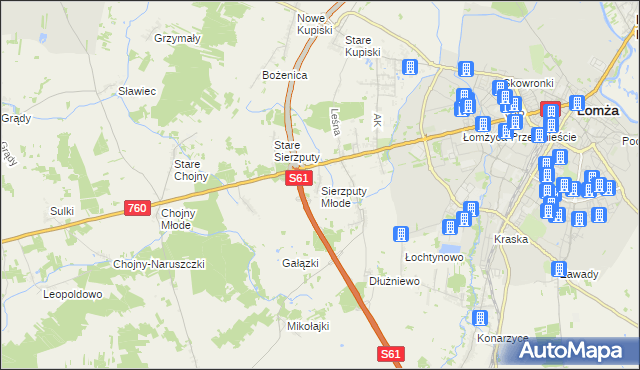 mapa Sierzputy Młode, Sierzputy Młode na mapie Targeo