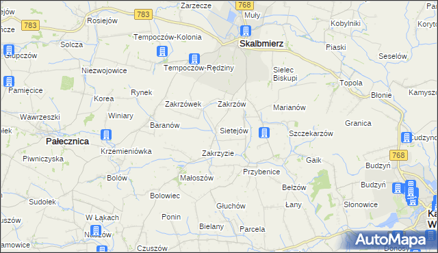 mapa Sietejów, Sietejów na mapie Targeo