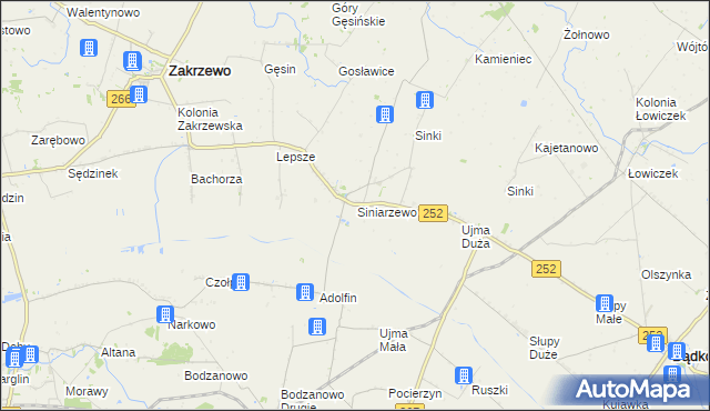 mapa Siniarzewo, Siniarzewo na mapie Targeo