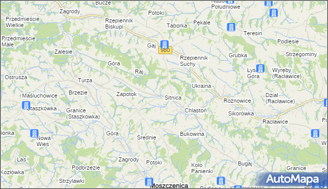 mapa Sitnica gmina Biecz, Sitnica gmina Biecz na mapie Targeo