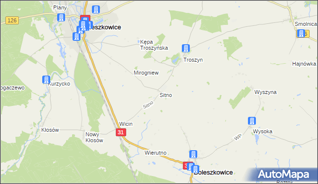 mapa Sitno gmina Mieszkowice, Sitno gmina Mieszkowice na mapie Targeo