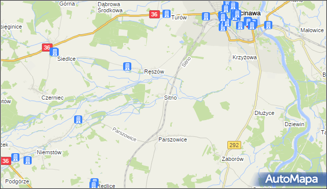 mapa Sitno gmina Ścinawa, Sitno gmina Ścinawa na mapie Targeo