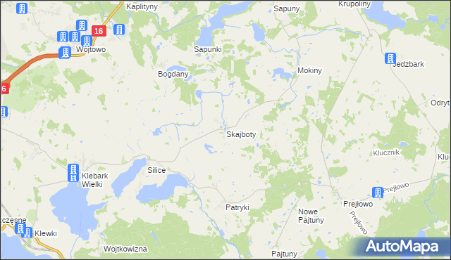 mapa Skajboty, Skajboty na mapie Targeo