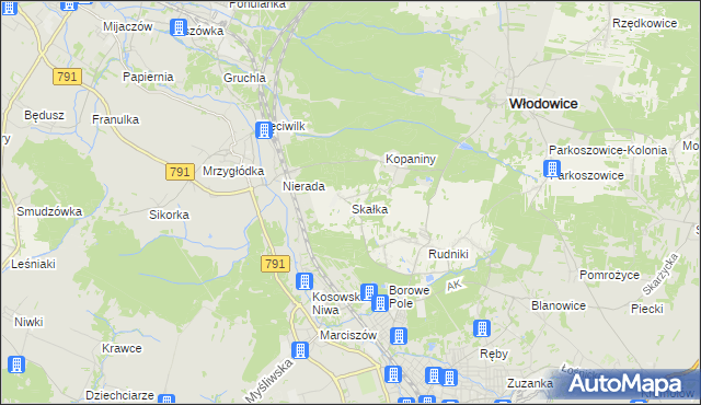 mapa Skałka gmina Włodowice, Skałka gmina Włodowice na mapie Targeo