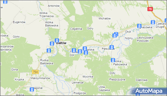 mapa Skarbka, Skarbka na mapie Targeo