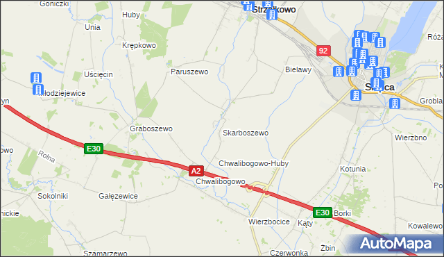 mapa Skarboszewo gmina Strzałkowo, Skarboszewo gmina Strzałkowo na mapie Targeo