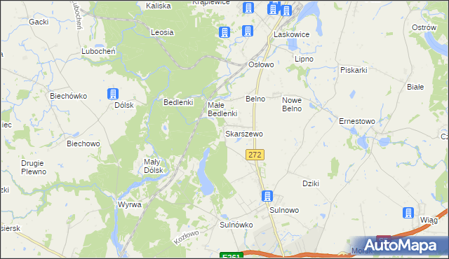 mapa Skarszewo gmina Świecie, Skarszewo gmina Świecie na mapie Targeo