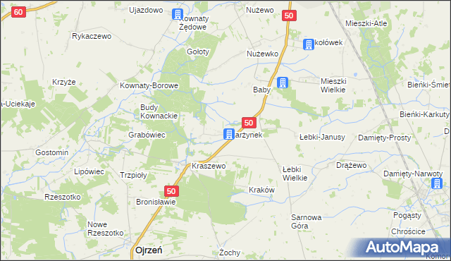 mapa Skarżynek gmina Ojrzeń, Skarżynek gmina Ojrzeń na mapie Targeo