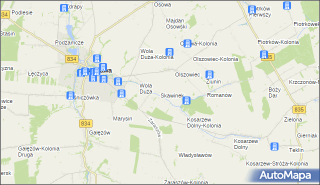 mapa Skawinek, Skawinek na mapie Targeo