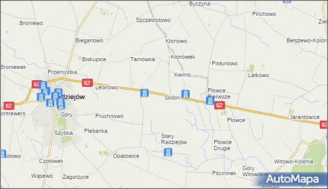 mapa Skibin gmina Radziejów, Skibin gmina Radziejów na mapie Targeo