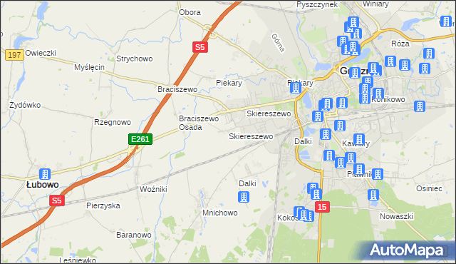 mapa Skiereszewo, Skiereszewo na mapie Targeo