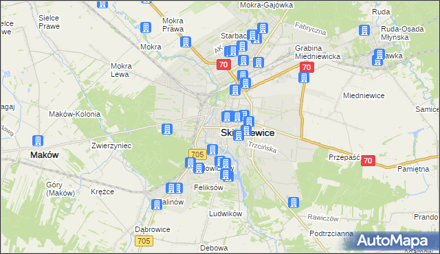 mapa Skierniewic, Skierniewice na mapie Targeo