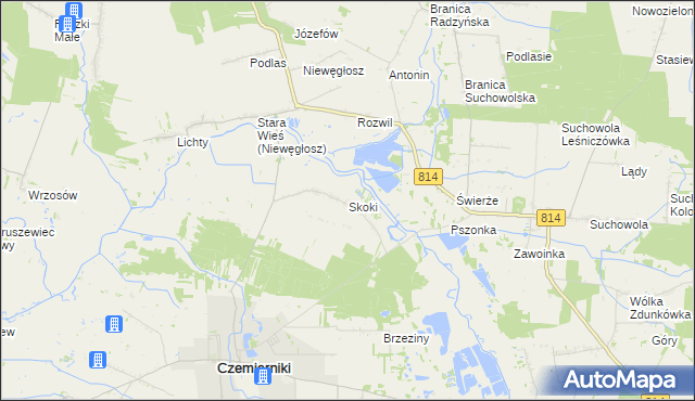 mapa Skoki gmina Czemierniki, Skoki gmina Czemierniki na mapie Targeo