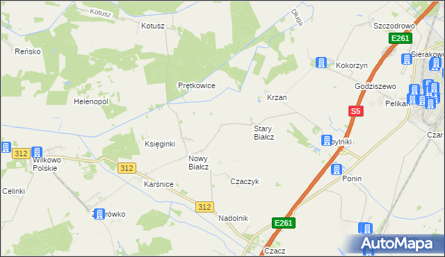 mapa Skoraczewo gmina Śmigiel, Skoraczewo gmina Śmigiel na mapie Targeo