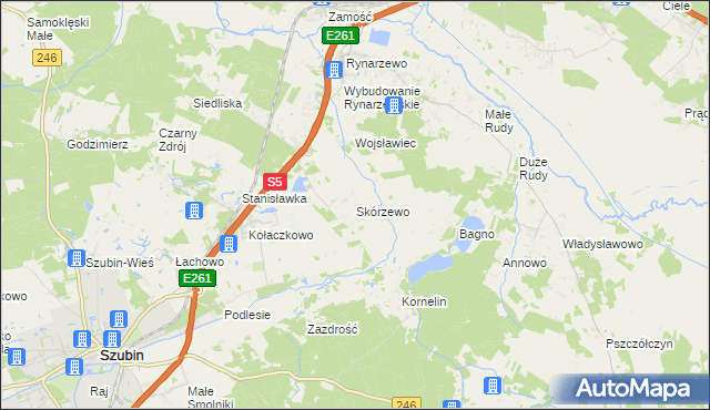 mapa Skórzewo gmina Szubin, Skórzewo gmina Szubin na mapie Targeo