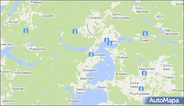 mapa Skoszewo gmina Brusy, Skoszewo gmina Brusy na mapie Targeo