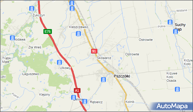 mapa Skowarcz, Skowarcz na mapie Targeo