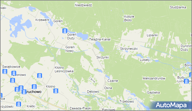 mapa Skrzynki gmina Baruchowo, Skrzynki gmina Baruchowo na mapie Targeo