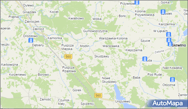 mapa Skudzawy, Skudzawy na mapie Targeo