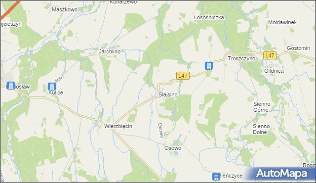 mapa Słajsino, Słajsino na mapie Targeo