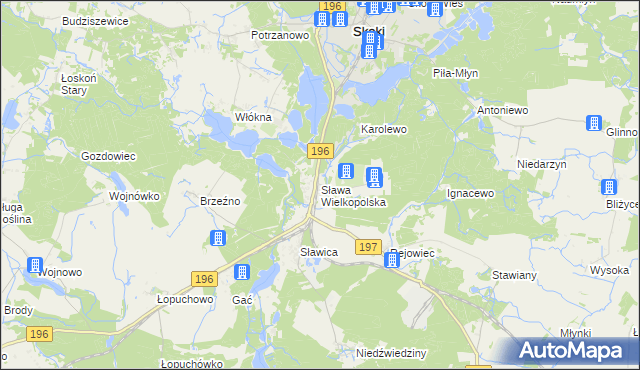 mapa Sława Wielkopolska, Sława Wielkopolska na mapie Targeo