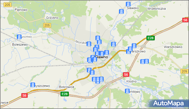 mapa Sławno, Sławno na mapie Targeo