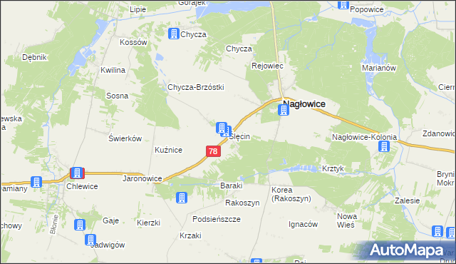 mapa Ślęcin, Ślęcin na mapie Targeo