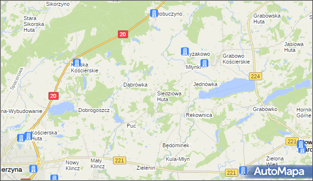 mapa Śledziowa Huta, Śledziowa Huta na mapie Targeo