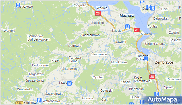 mapa Śleszowice, Śleszowice na mapie Targeo