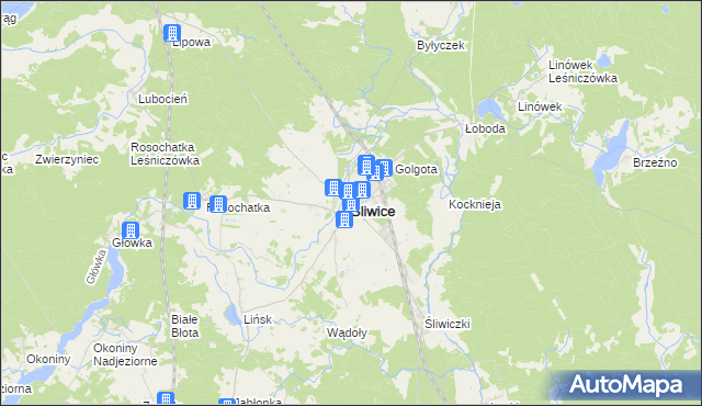 mapa Śliwice powiat tucholski, Śliwice powiat tucholski na mapie Targeo