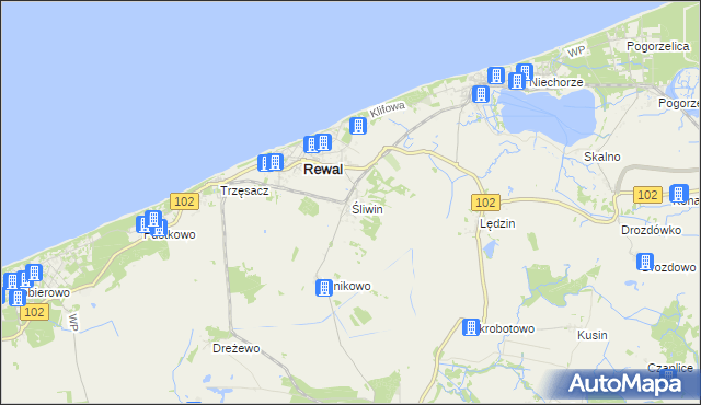 mapa Śliwin, Śliwin na mapie Targeo