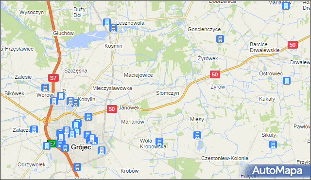 mapa Słomczyn gmina Grójec, Słomczyn gmina Grójec na mapie Targeo