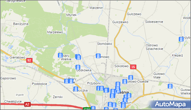 mapa Słomowo gmina Września, Słomowo gmina Września na mapie Targeo