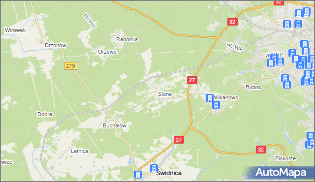 mapa Słone gmina Świdnica, Słone gmina Świdnica na mapie Targeo