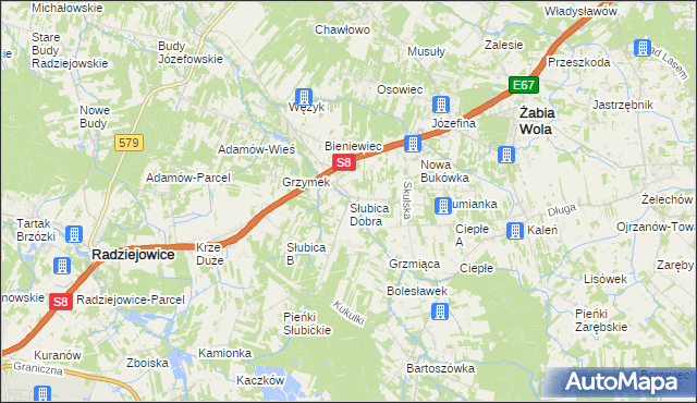 mapa Słubica Dobra, Słubica Dobra na mapie Targeo