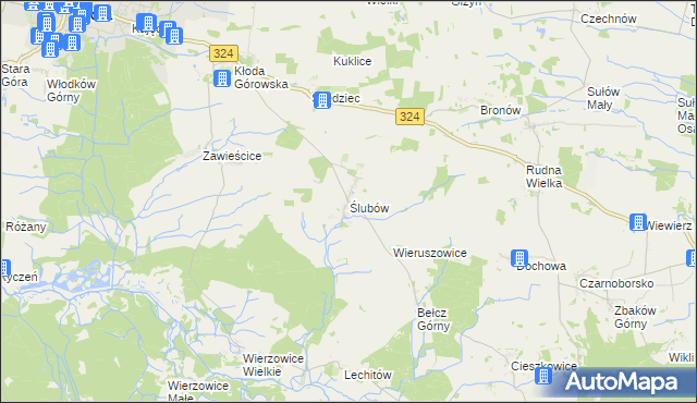 mapa Ślubów gmina Góra, Ślubów gmina Góra na mapie Targeo