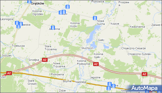 mapa Słuchocin, Słuchocin na mapie Targeo