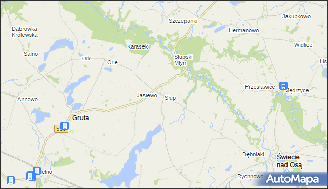 mapa Słup gmina Gruta, Słup gmina Gruta na mapie Targeo