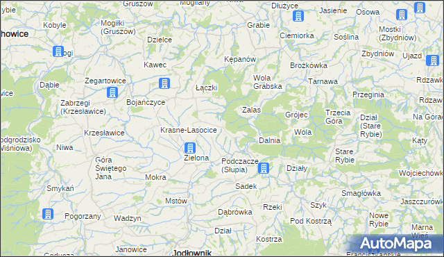 mapa Słupia gmina Jodłownik, Słupia gmina Jodłownik na mapie Targeo