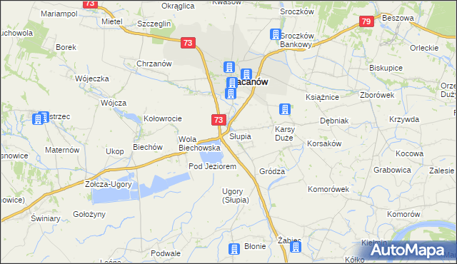 mapa Słupia gmina Pacanów, Słupia gmina Pacanów na mapie Targeo