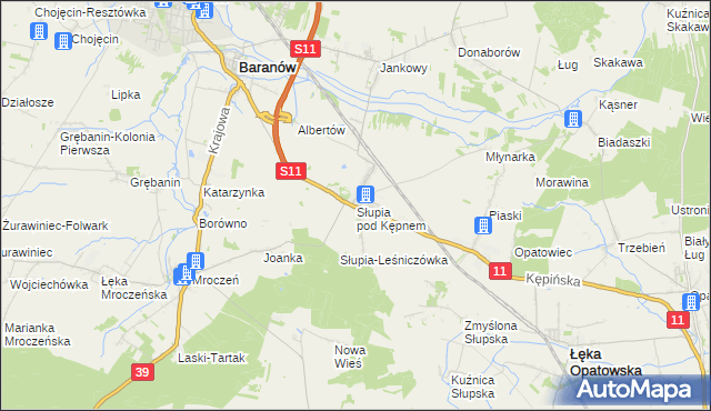 mapa Słupia pod Kępnem, Słupia pod Kępnem na mapie Targeo