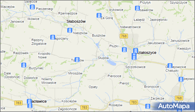 mapa Słupów, Słupów na mapie Targeo