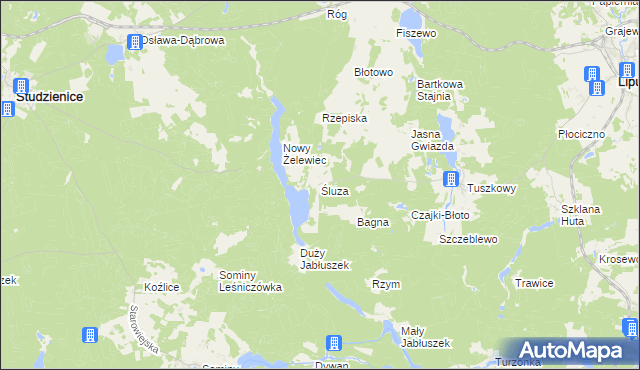 mapa Śluza gmina Lipusz, Śluza gmina Lipusz na mapie Targeo